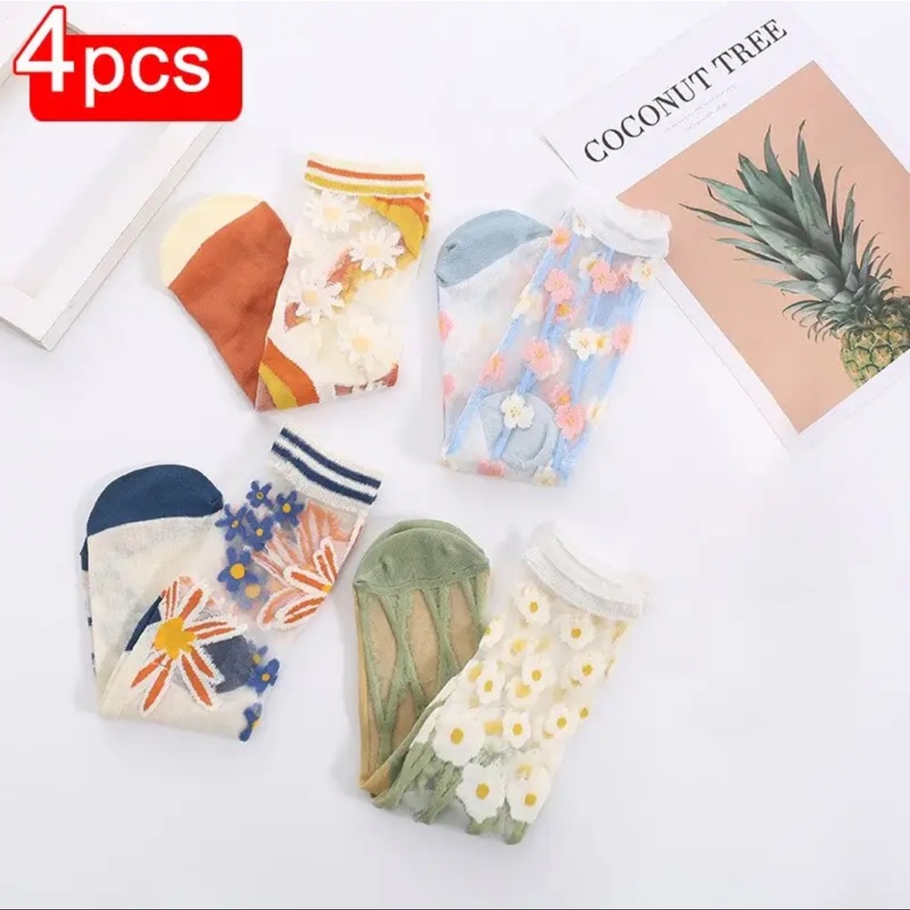 Summer Ultra Thin Transparent Icy Filament lace socks NIB